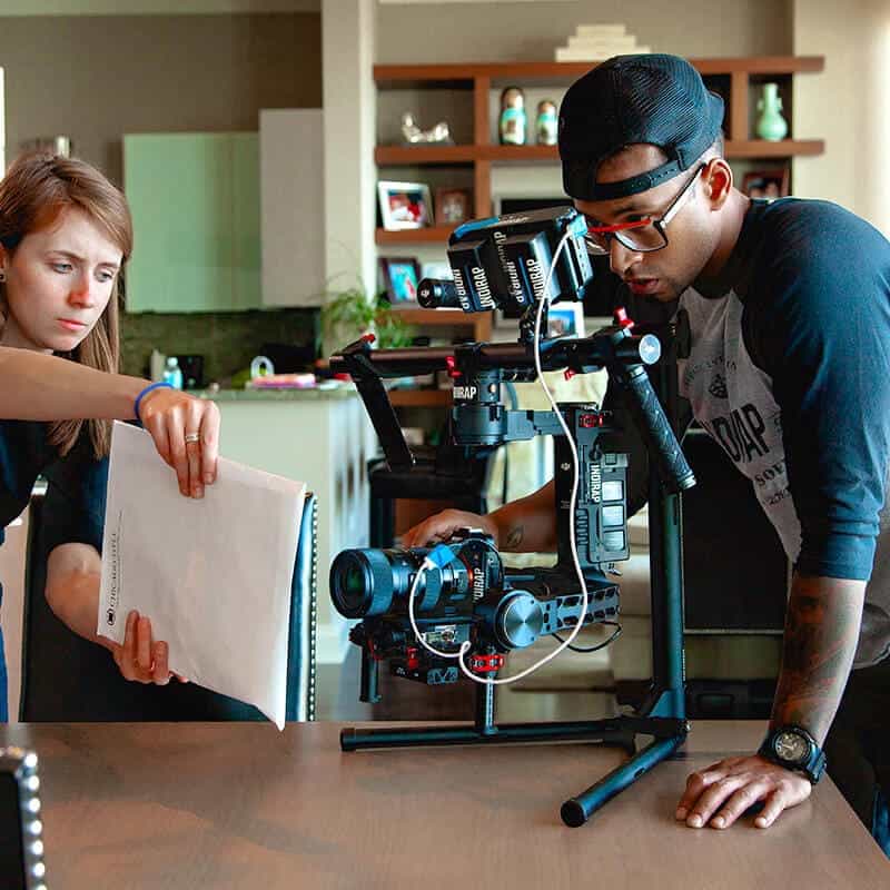 Setup de prise de vue sur gimball